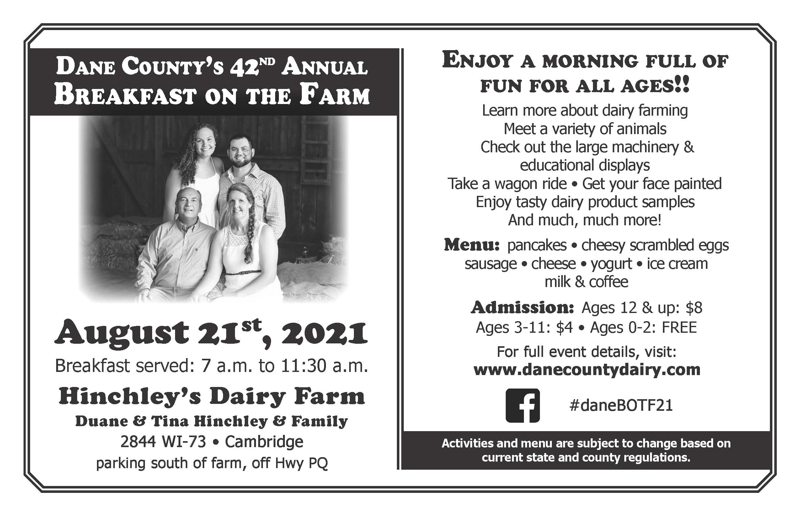 Dane County’s 42nd Annual Breakfast on the Farm Village of Brooklyn