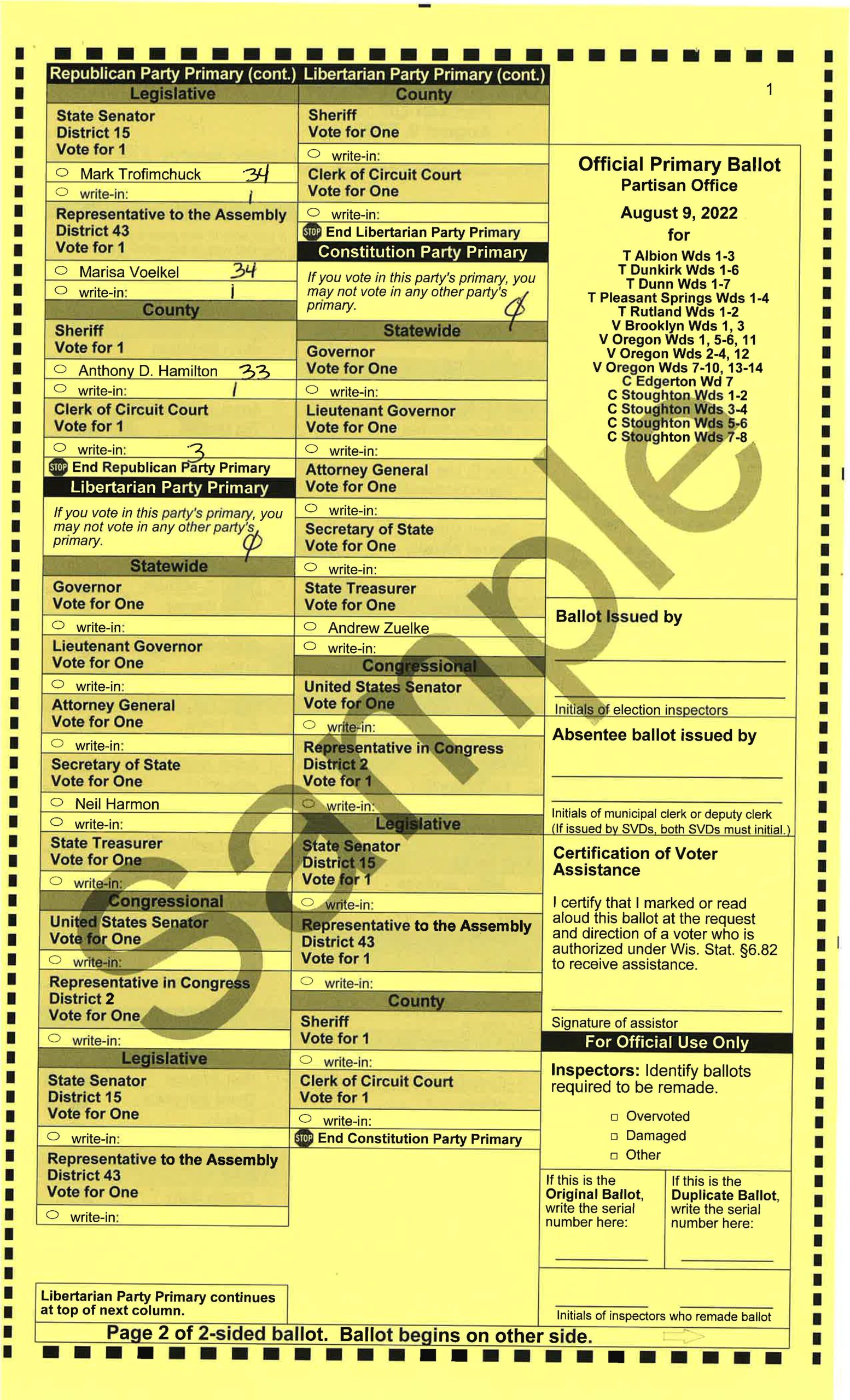 Dane County results page 2
